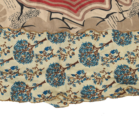 Sushila Vintage Floral Art Silk Saree Magic Wrap Reversible Skirt Beach Dress
