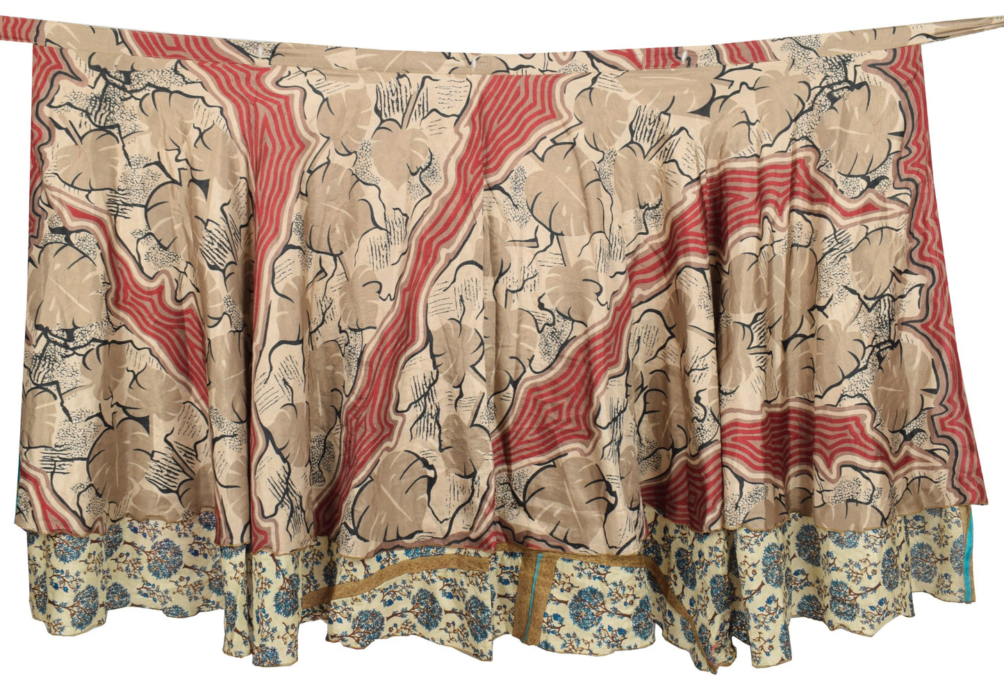 Sushila Vintage Floral Art Silk Saree Magic Wrap Reversible Skirt Beach Dress