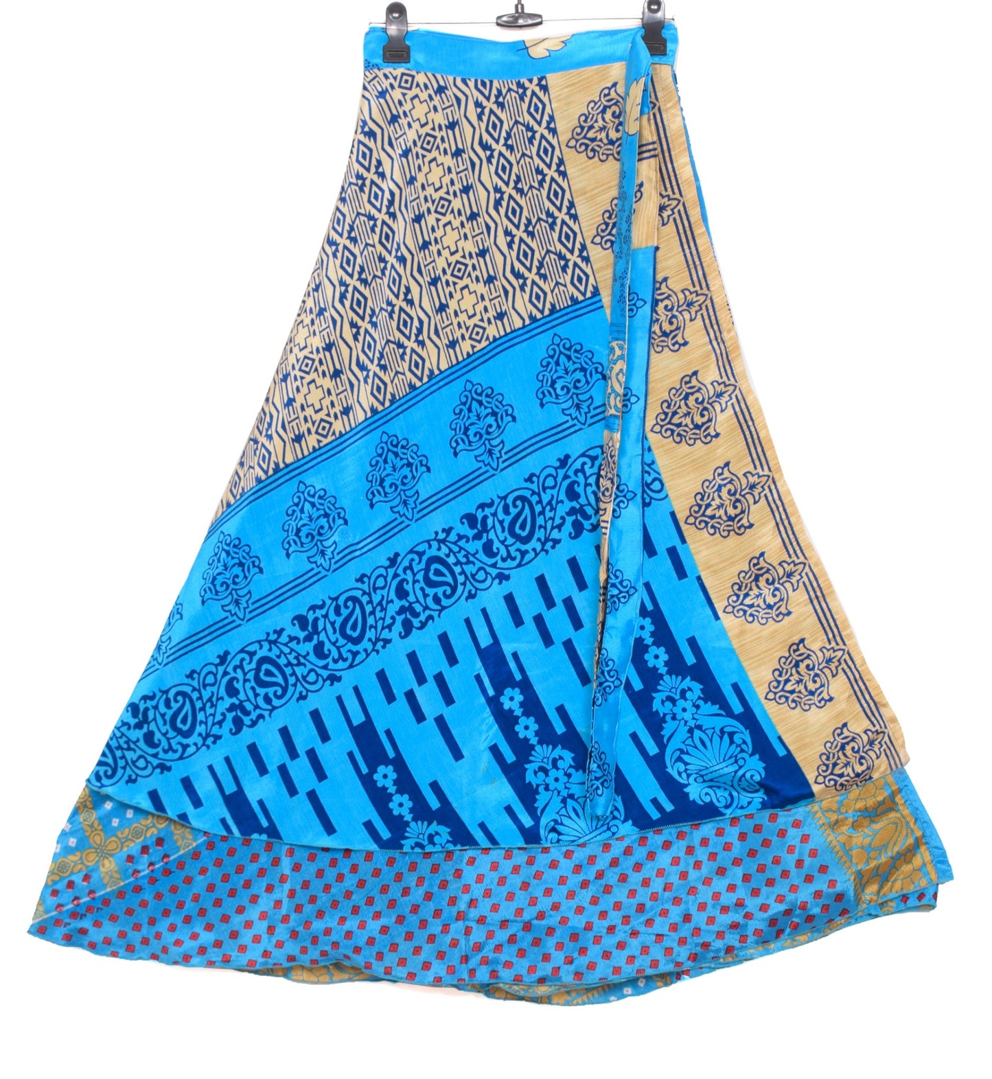 Sushila Vintage Bandhani Saree Magic Wrap Reversible Skirt Art Silk Beach Dress Boho