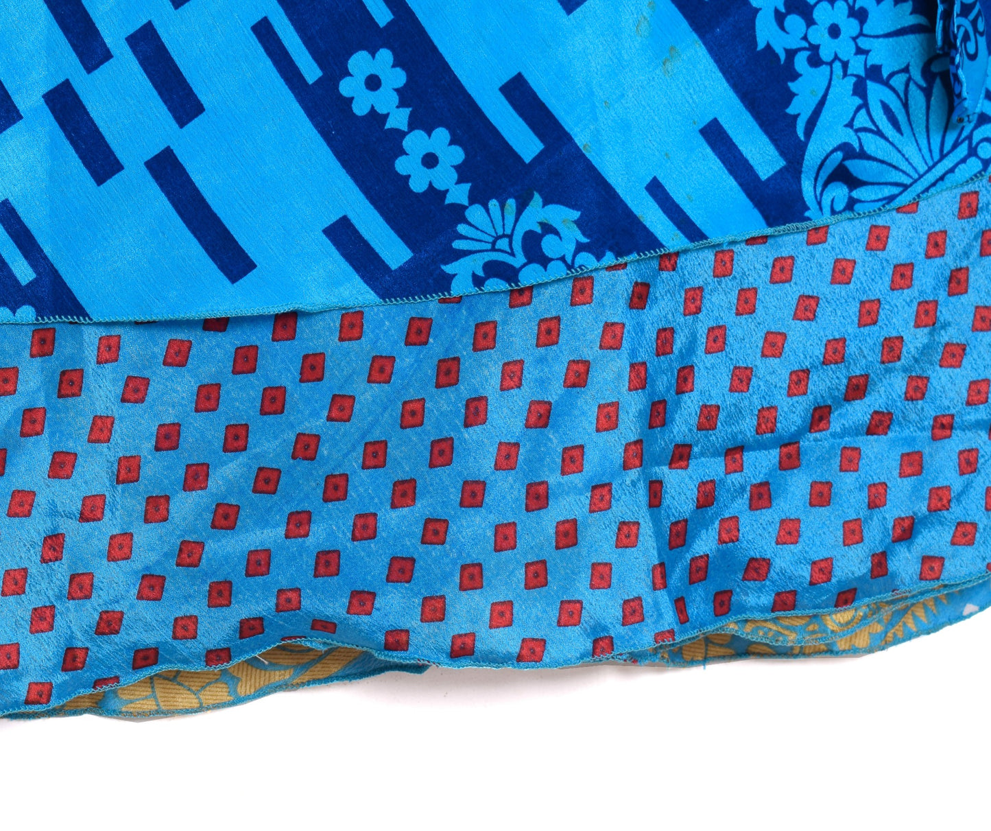 Sushila Vintage Bandhani Saree Magic Wrap Reversible Skirt Art Silk Beach Dress Boho