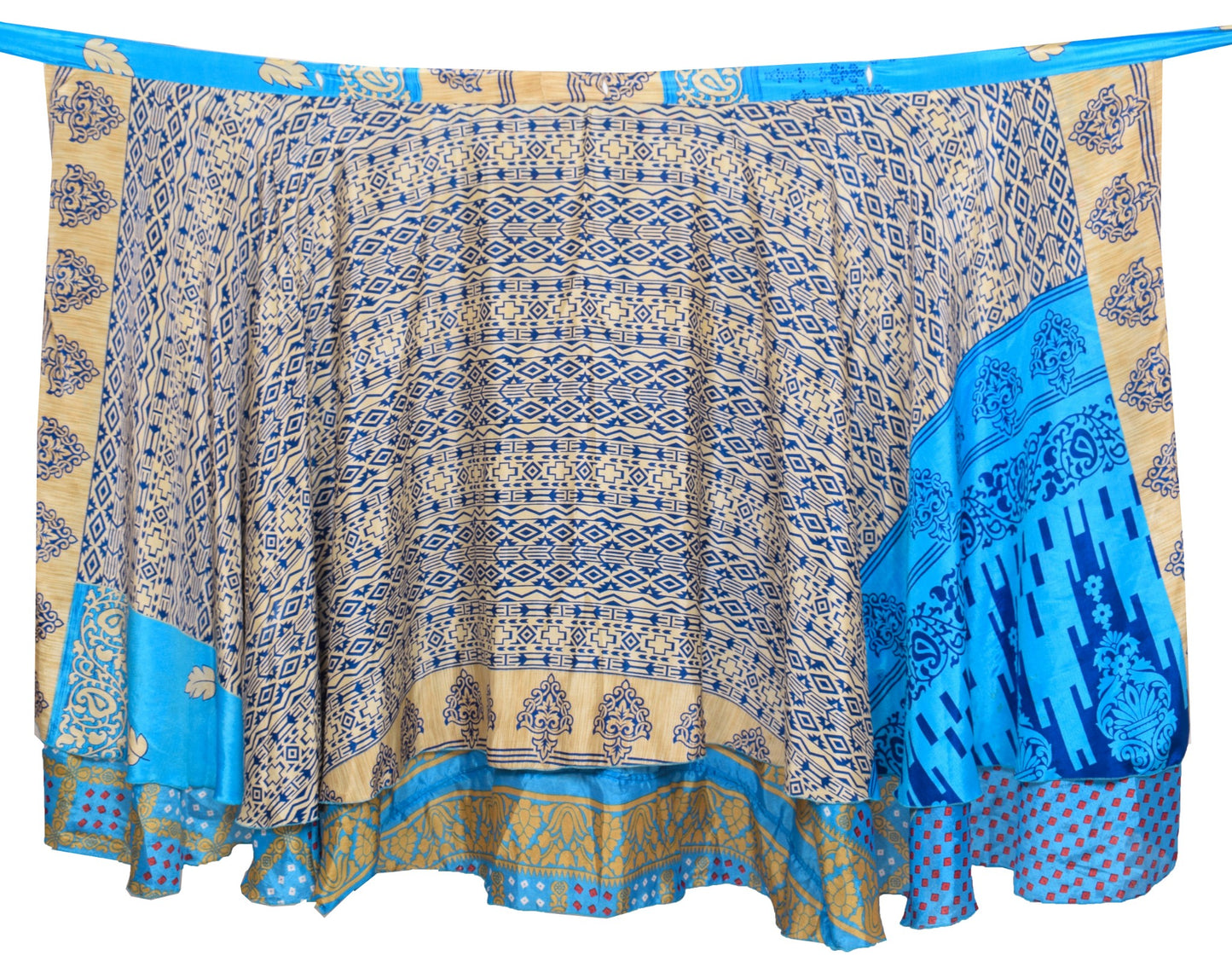 Sushila Vintage Bandhani Saree Magic Wrap Reversible Skirt Art Silk Beach Dress Boho