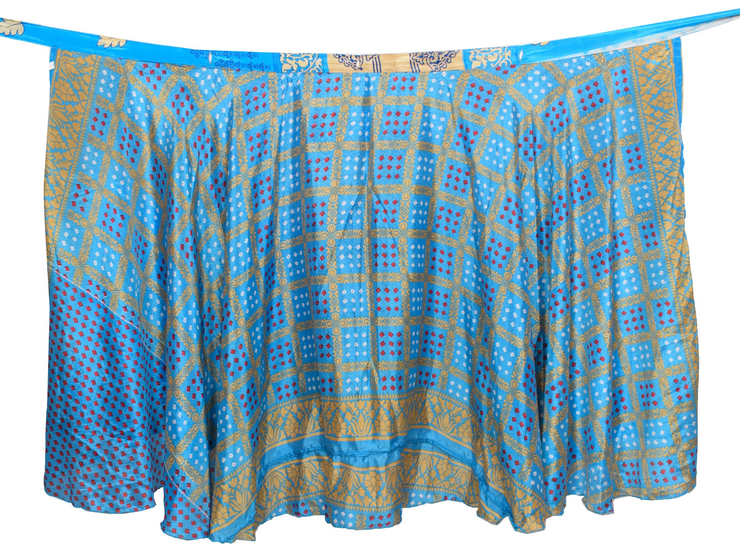 Sushila Vintage Bandhani Saree Magic Wrap Reversible Skirt Art Silk Beach Dress Boho