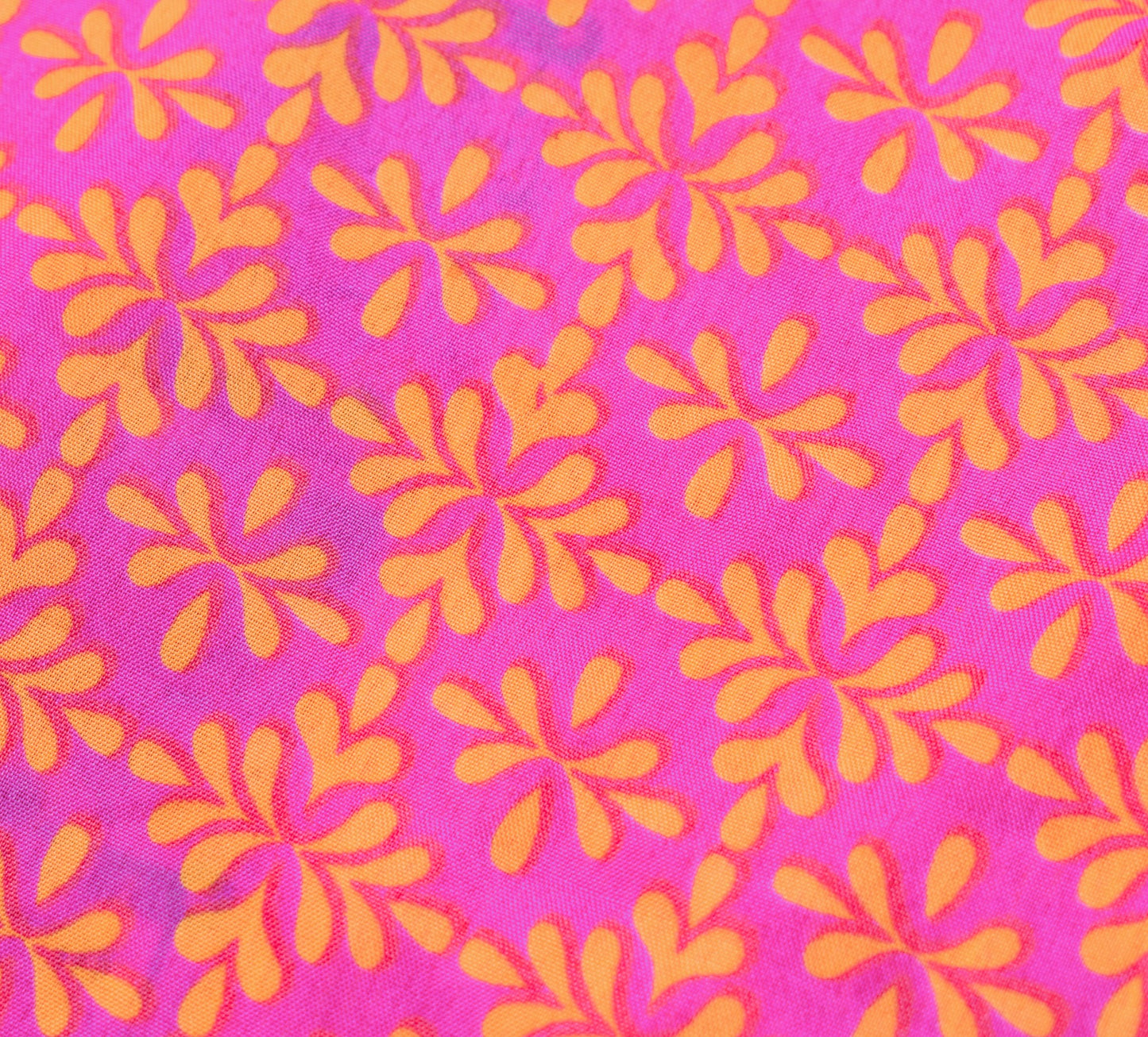Sushila Vintage Art Silk Saree Magic Wrap Reversible Pink Floral Skirt Beach Dress