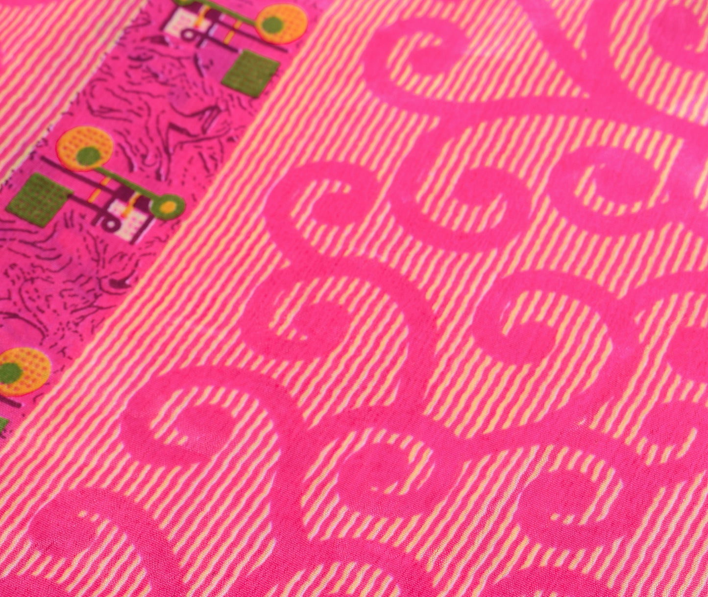 Sushila Vintage Art Silk Saree Magic Wrap Reversible Pink Floral Skirt Beach Dress