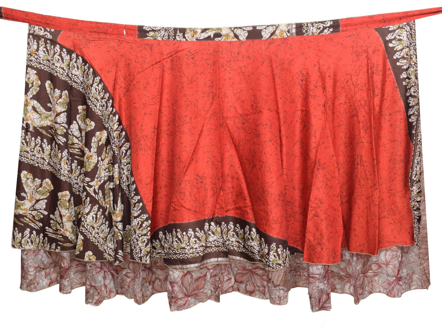 Sushila Vintage Gray Saree Magic Wrap Reversible Skirt Art Silk Beach Dress Floral