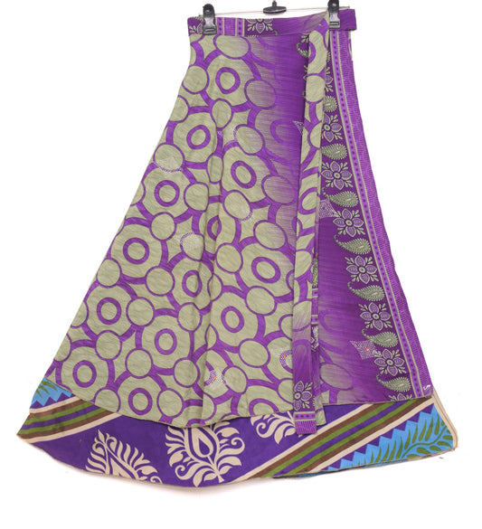 Sushila Vintage Art Silk Saree Magic Wrap Handmade Reversible Skirt Beach Dress