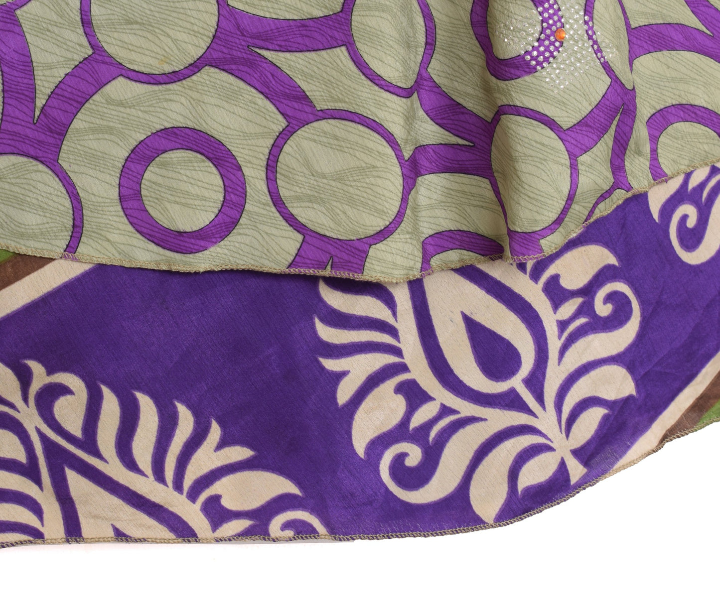Sushila Vintage Art Silk Saree Magic Wrap Handmade Reversible Skirt Beach Dress