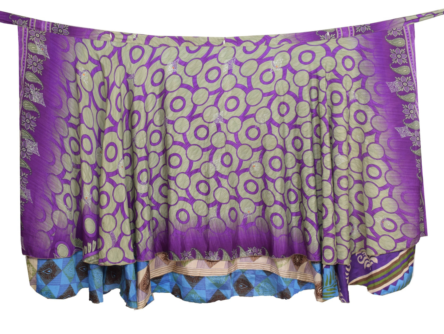 Sushila Vintage Art Silk Saree Magic Wrap Handmade Reversible Skirt Beach Dress