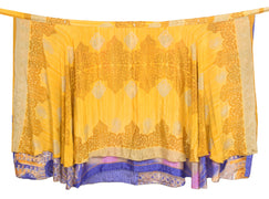 Sushila Vintage Yellow Silk Saree Magic Wrap Reversible Skirt Beach Dress Boho