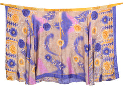 Sushila Vintage Yellow Silk Saree Magic Wrap Reversible Skirt Beach Dress Boho