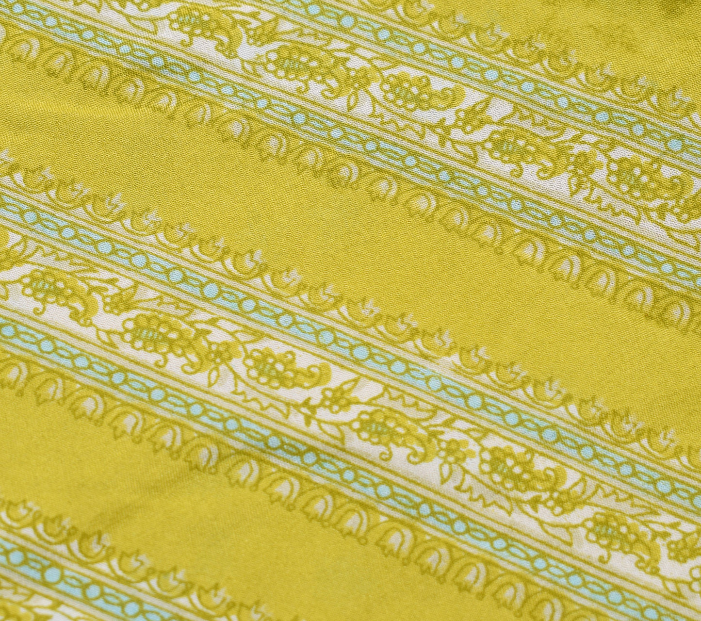 Sushila Vintage Art Silk Saree Magic Wrap Reversible Skirt Floral Green Beach Dress