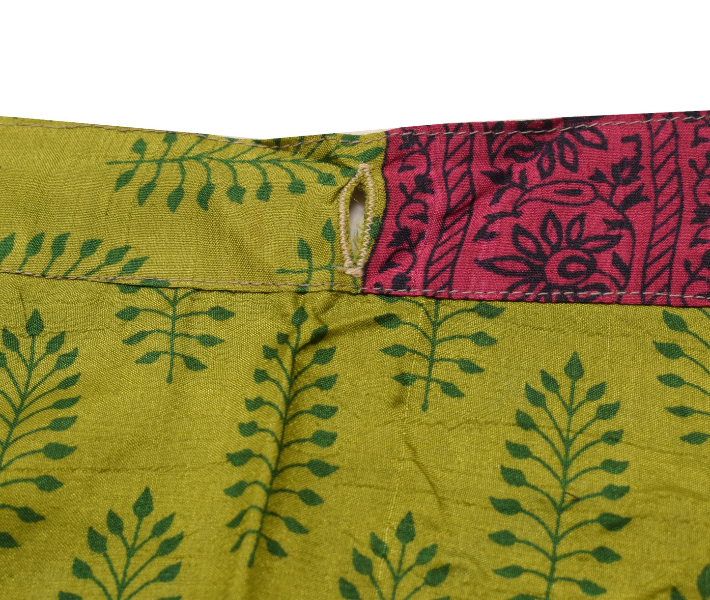 Sushila Vintage Art Silk Saree Magic Wrap Reversible Skirt Floral Green Beach Dress