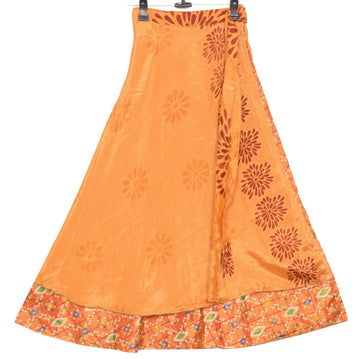 Sushila Vintage Rust Art Silk Saree Magic Wrap Reversible Skirt Beach Dress Boho