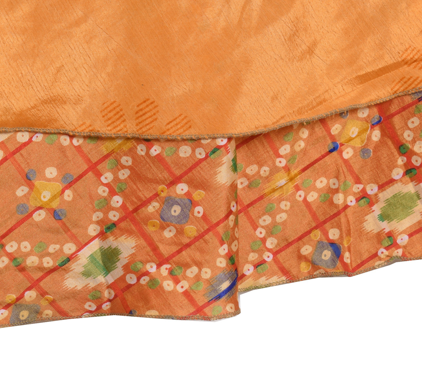 Sushila Vintage Rust Art Silk Saree Magic Wrap Reversible Skirt Beach Dress Boho