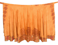 Sushila Vintage Rust Art Silk Saree Magic Wrap Reversible Skirt Beach Dress Boho