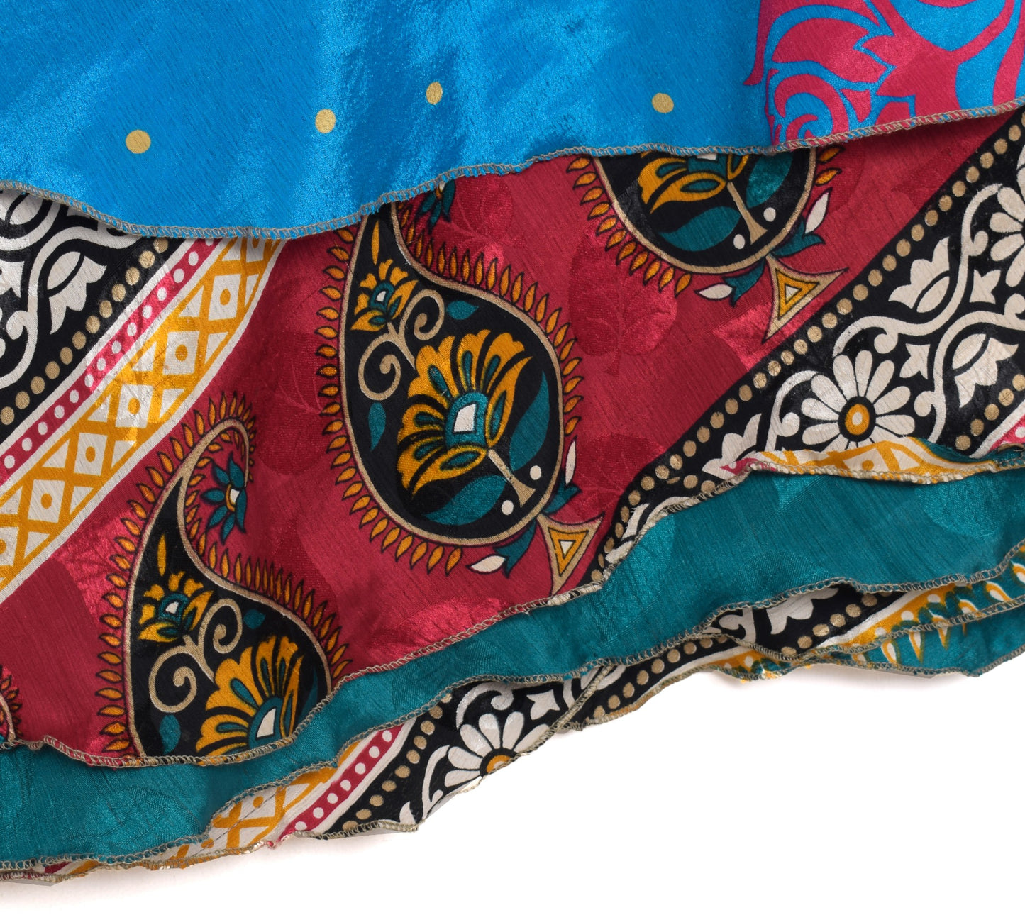 Sushila Vintage Turq Blue Art Silk Sari Magic Wrap Reversible Skirt Beach Dress
