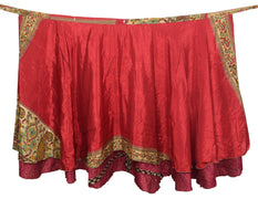Sushila Vintage Art Silk Saree Floral Magic Wrap Reversible Skirt Beach Dress