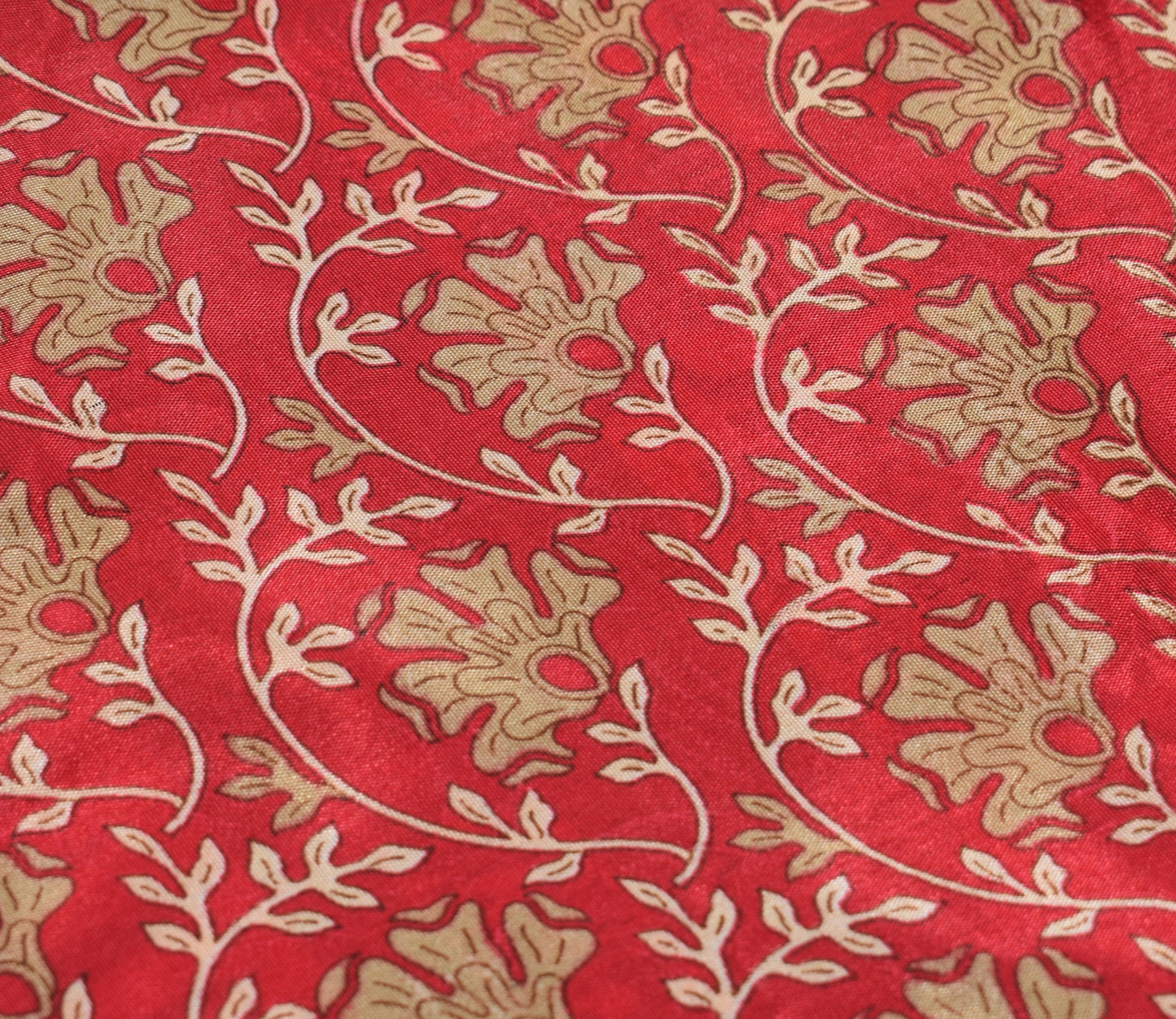 Sushila Vintage Red Art Silk Saree Magic Wrap Reversible Skirt Beach Dress