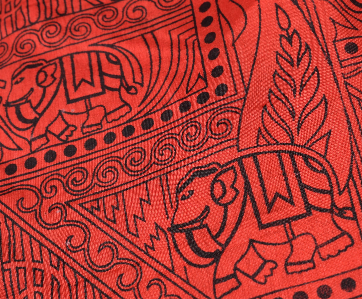 Sushila Vintage Red Art Silk Saree Magic Wrap Reversible Skirt Beach Dress