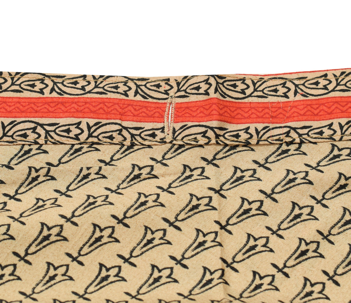 Sushila Vintage Art Silk Saree Magic Wrap Reversible Skirt Cream Beach Dress