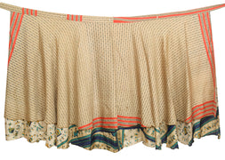 Sushila Vintage Art Silk Saree Magic Wrap Reversible Skirt Cream Beach Dress