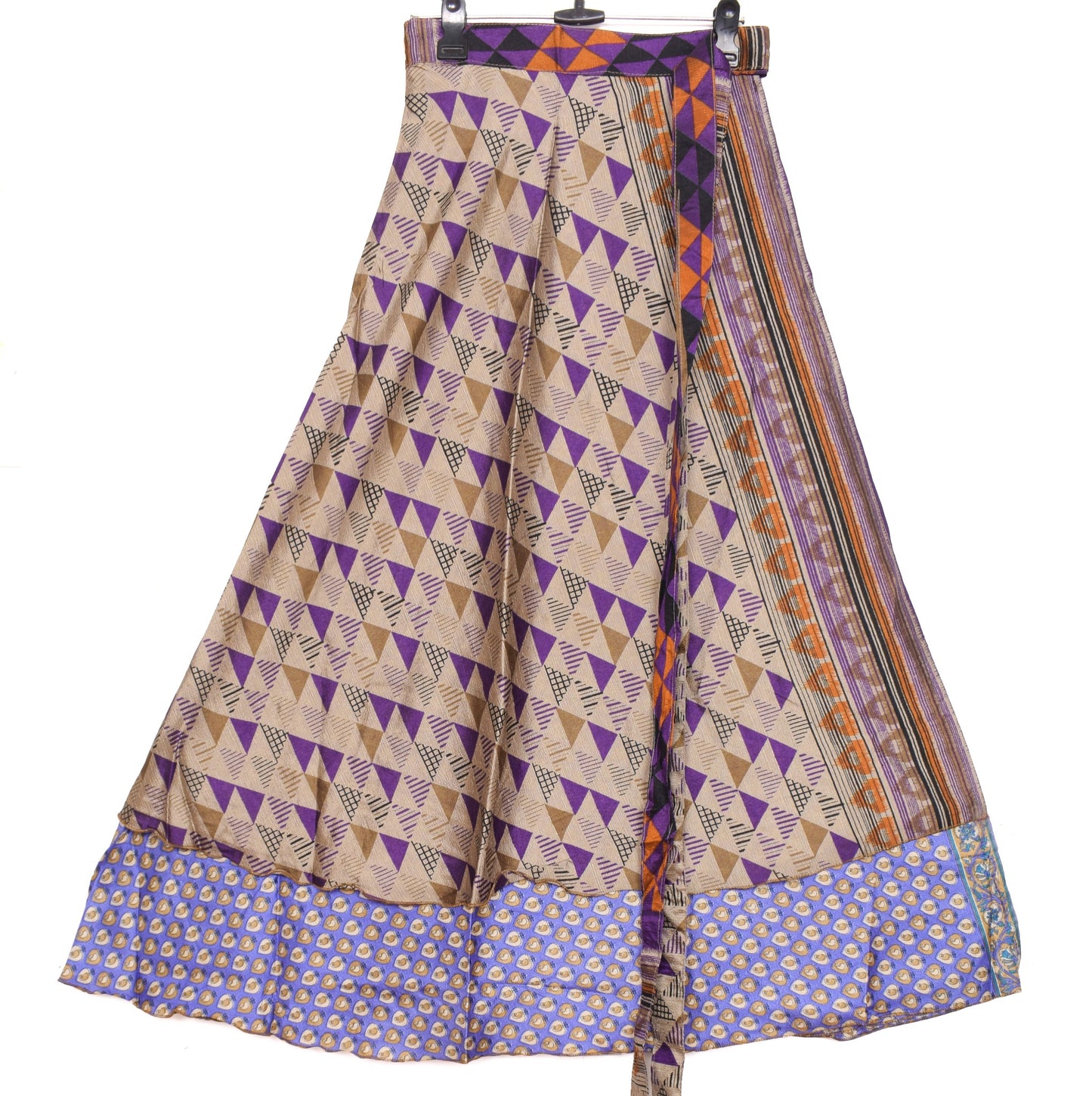 Sushila Vintage Art Silk Saree Magic Wrap Reversible Skirt Beach Dress Clothing
