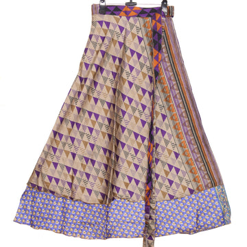 Sushila Vintage Art Silk Saree Magic Wrap Reversible Skirt Beach Dress Clothing
