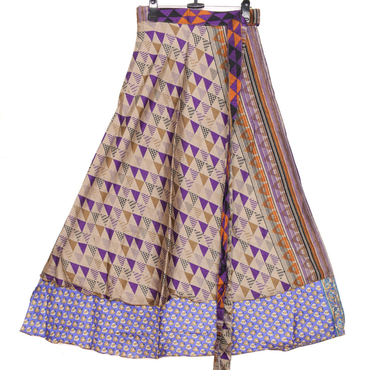 Sushila Vintage Art Silk Saree Magic Wrap Reversible Skirt Beach Dress Clothing