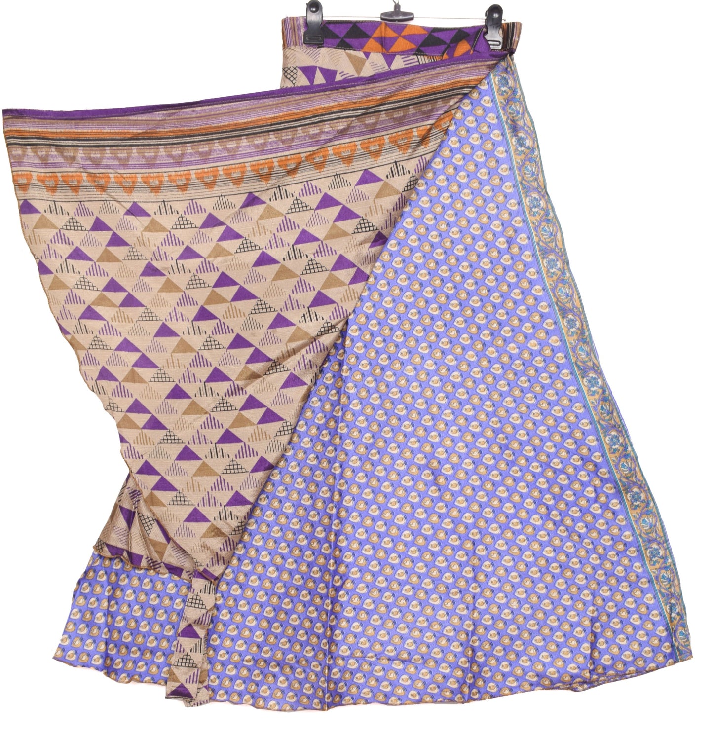 Sushila Vintage Art Silk Saree Magic Wrap Reversible Skirt Beach Dress Clothing