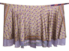 Sushila Vintage Art Silk Saree Magic Wrap Reversible Skirt Beach Dress Clothing