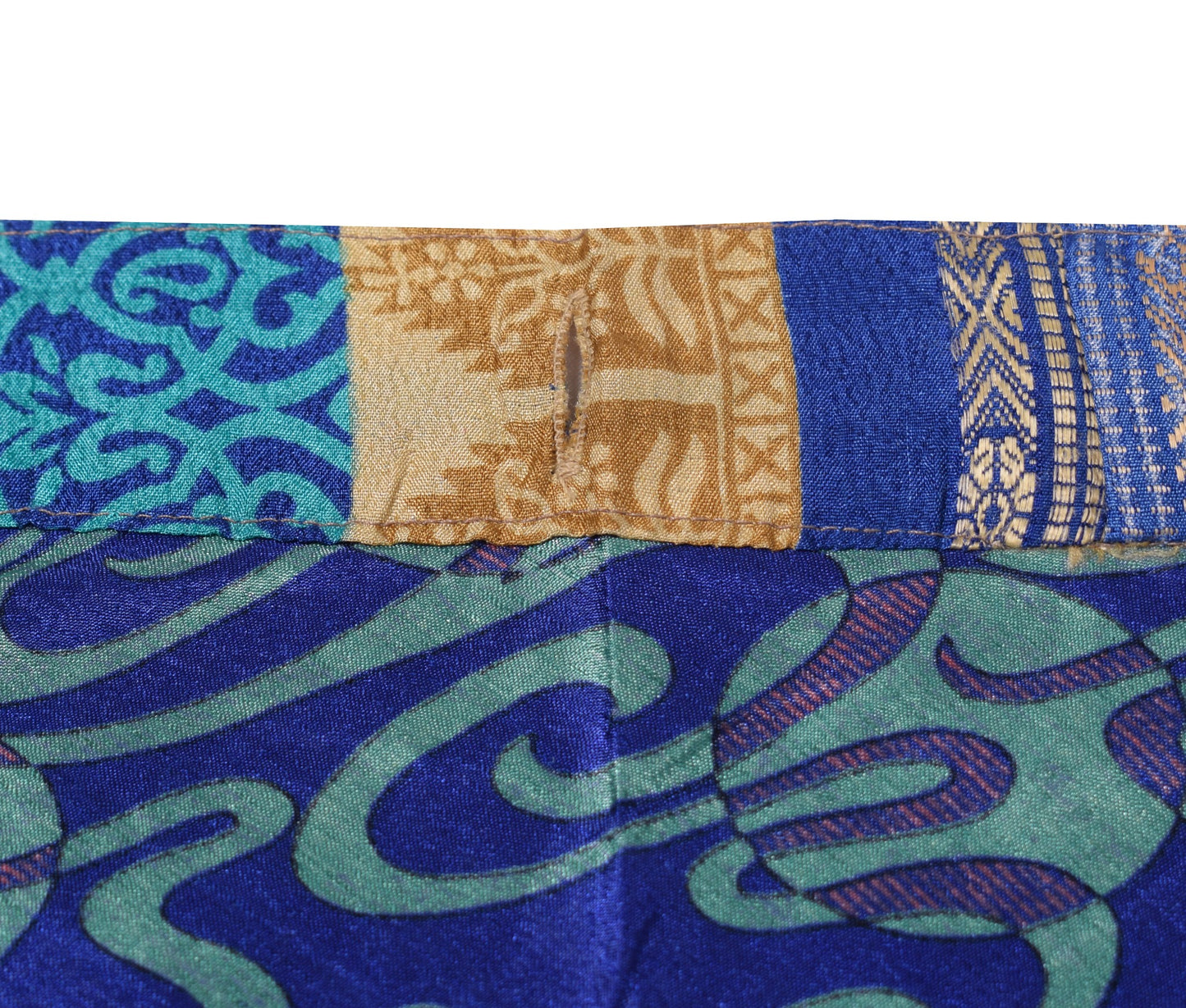 Sushila Vintage Art Silk Saree Magic Wrap Reversible Blue Skirt Beach Dress Boho