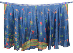 Sushila Vintage Art Silk Gray Saree Magic Wrap Reversible Skirt Beach Dress Boho