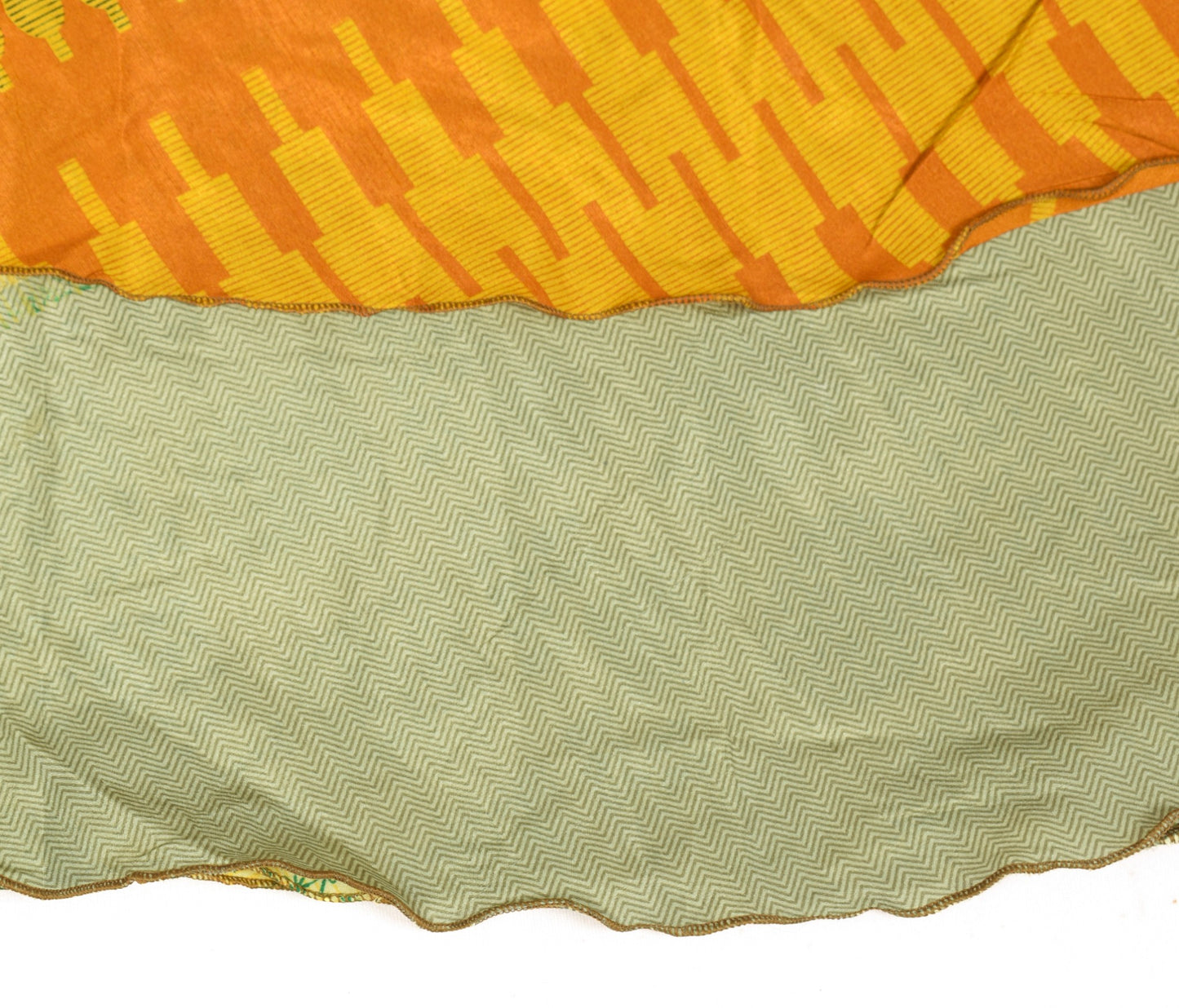 Sushila Vintage Saree Magic Wrap Floral Yellow Reversible Skirt Art Silk Beach Dress