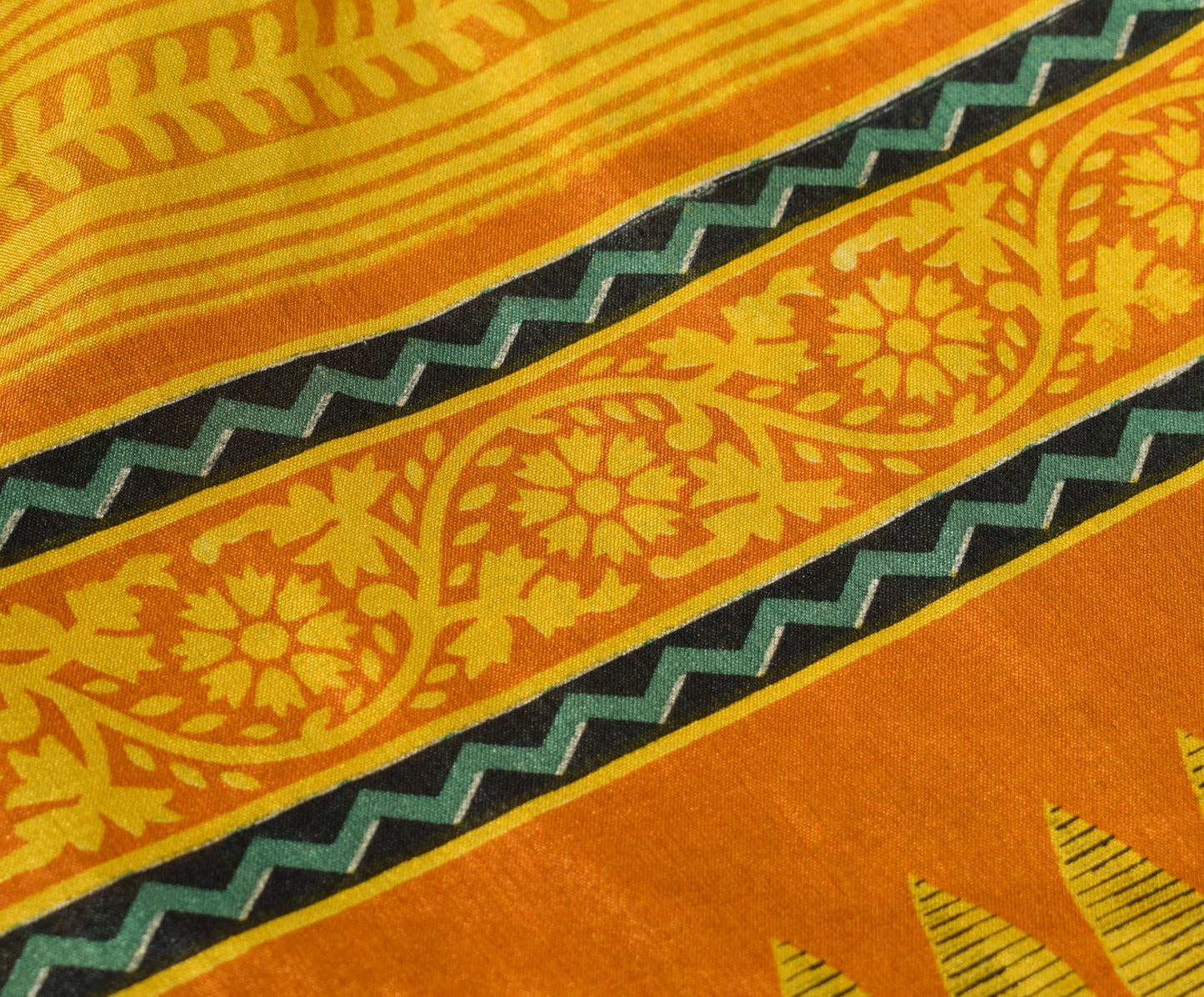 Sushila Vintage Saree Magic Wrap Floral Yellow Reversible Skirt Art Silk Beach Dress