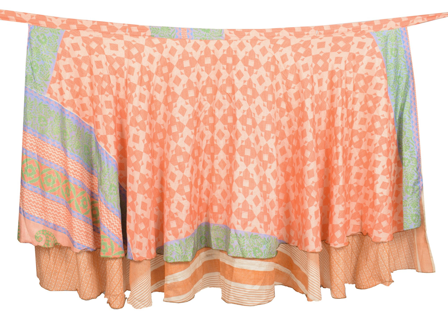 Sushila Vintage Beige Art Silk Saree Magic Wrap Reversible Skirt Beach Dress