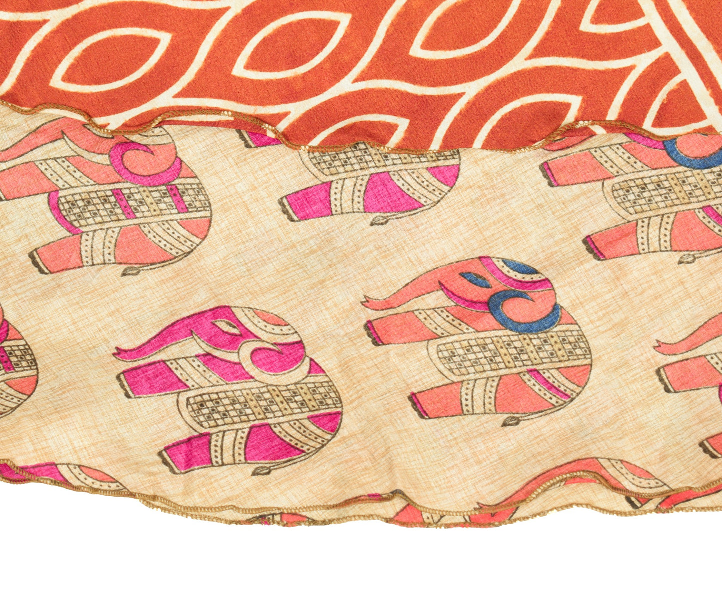 Sushila Vintage Art Silk Saree Magic Wrap Reversible Skirt Elephant Beach Dress