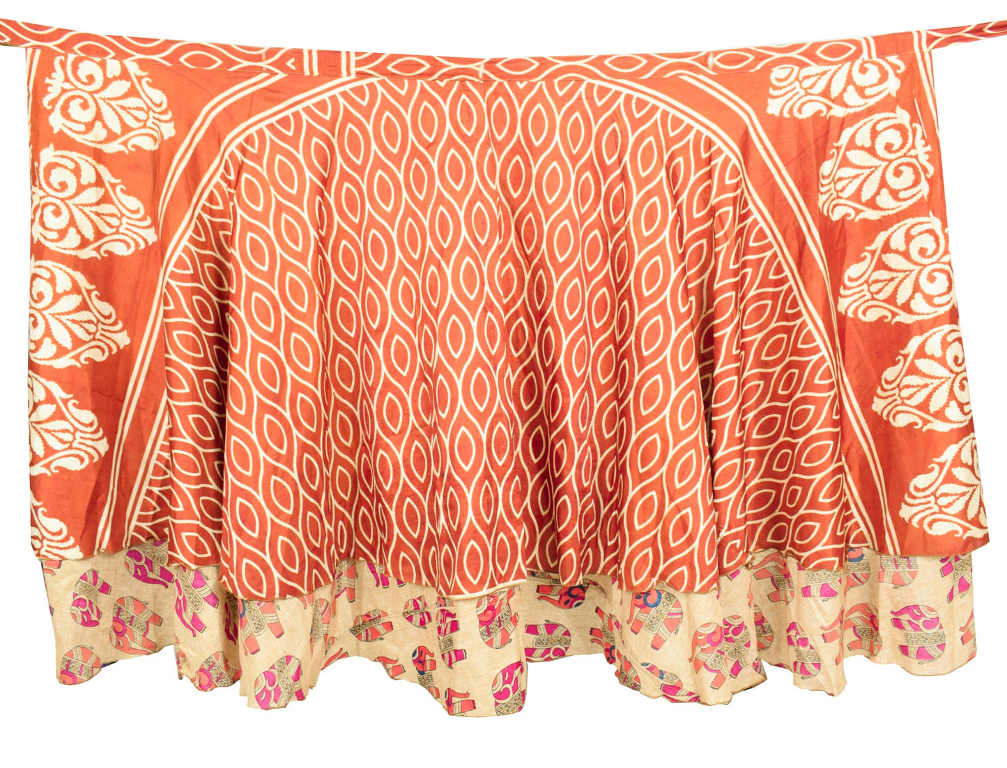 Sushila Vintage Art Silk Saree Magic Wrap Reversible Skirt Elephant Beach Dress