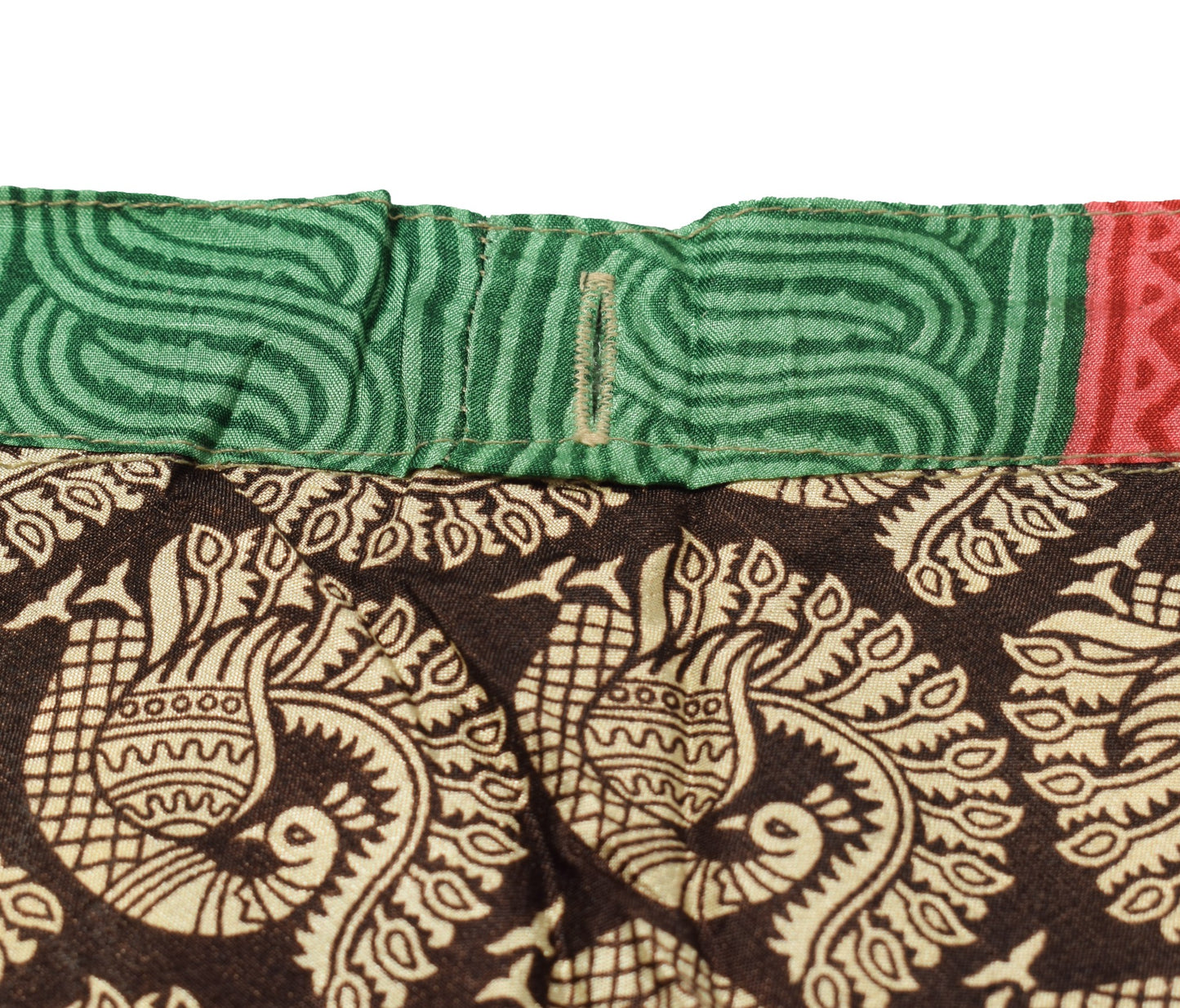 Sushila Vintage Art Silk Saree Magic Wrap Reversible Skirt Birds Beach Dress