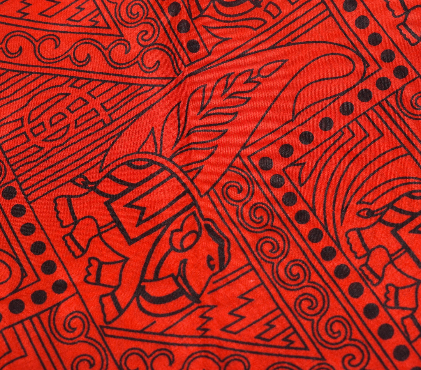 Sushila Vintage Red Saree Magic Wrap Reversible Skirt Art Silk Animal Print Dress