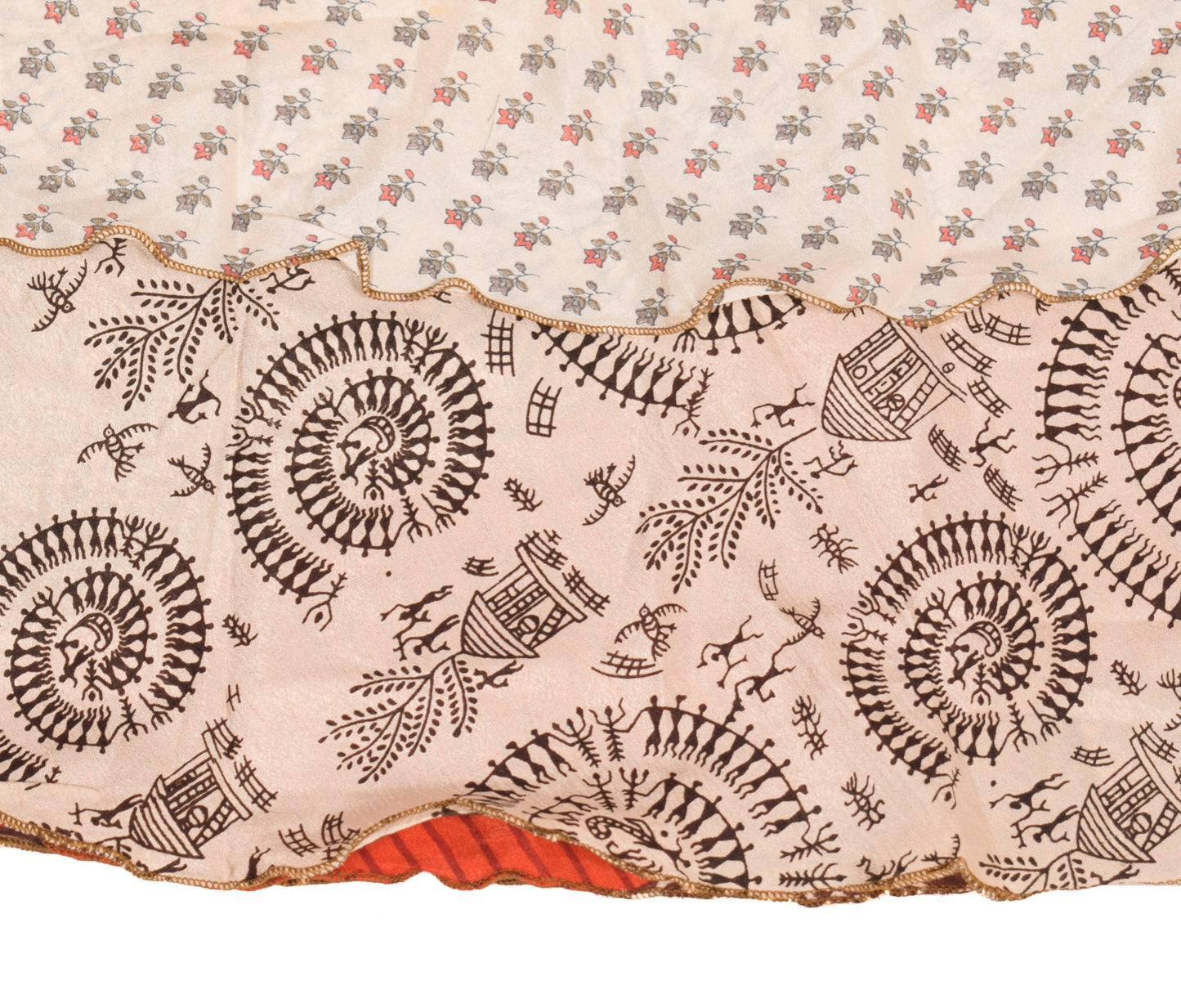 Sushila Vintage Art Silk Saree Magic Wrap Reversible Skirt Wrali Beach Dress