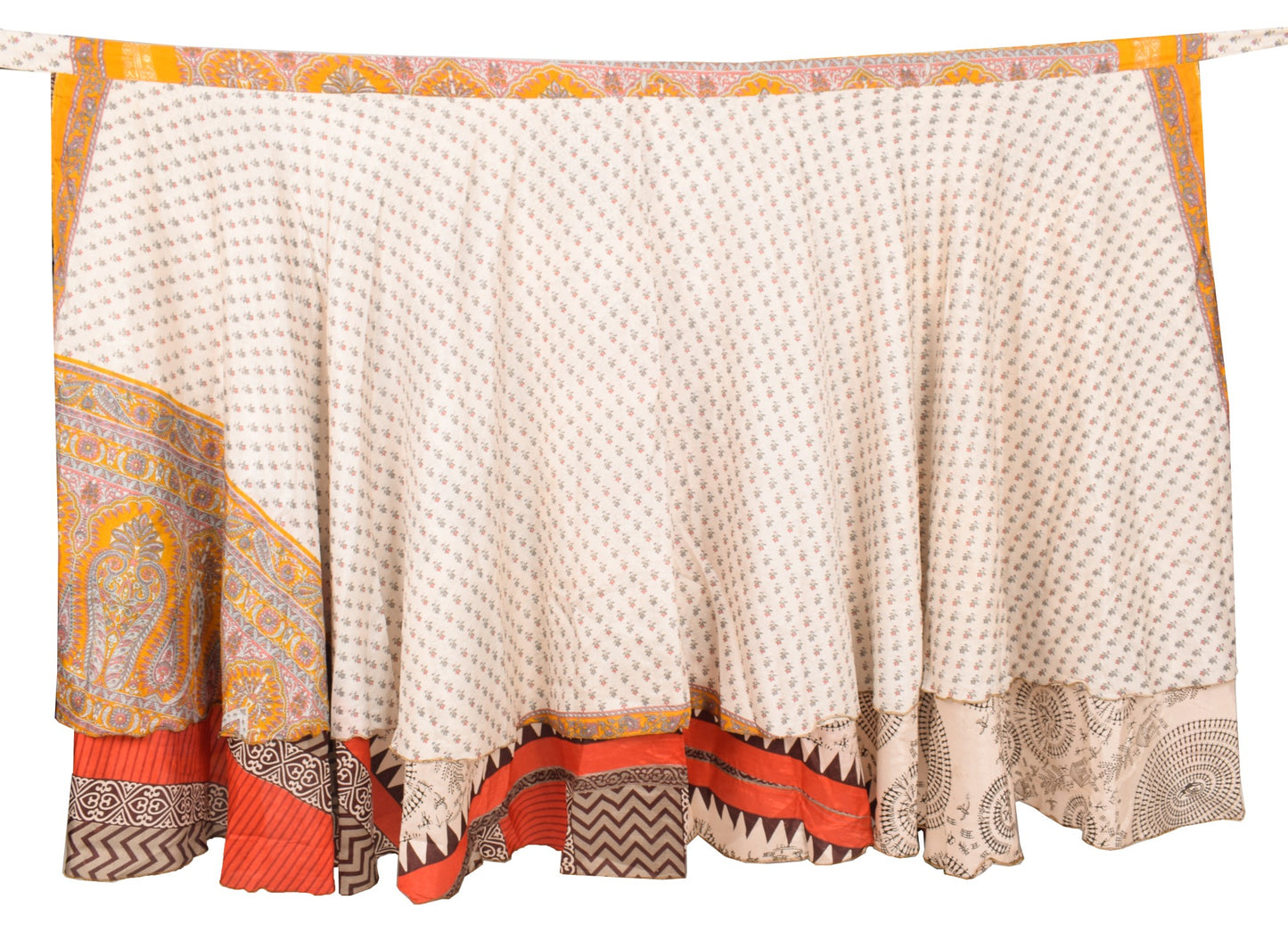 Sushila Vintage Art Silk Saree Magic Wrap Reversible Skirt Wrali Beach Dress