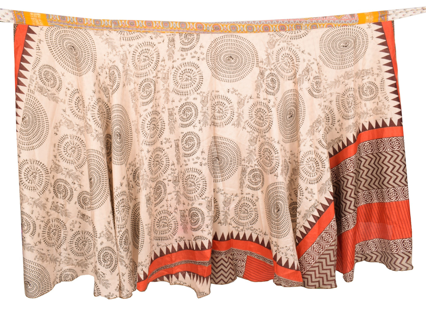 Sushila Vintage Art Silk Saree Magic Wrap Reversible Skirt Wrali Beach Dress