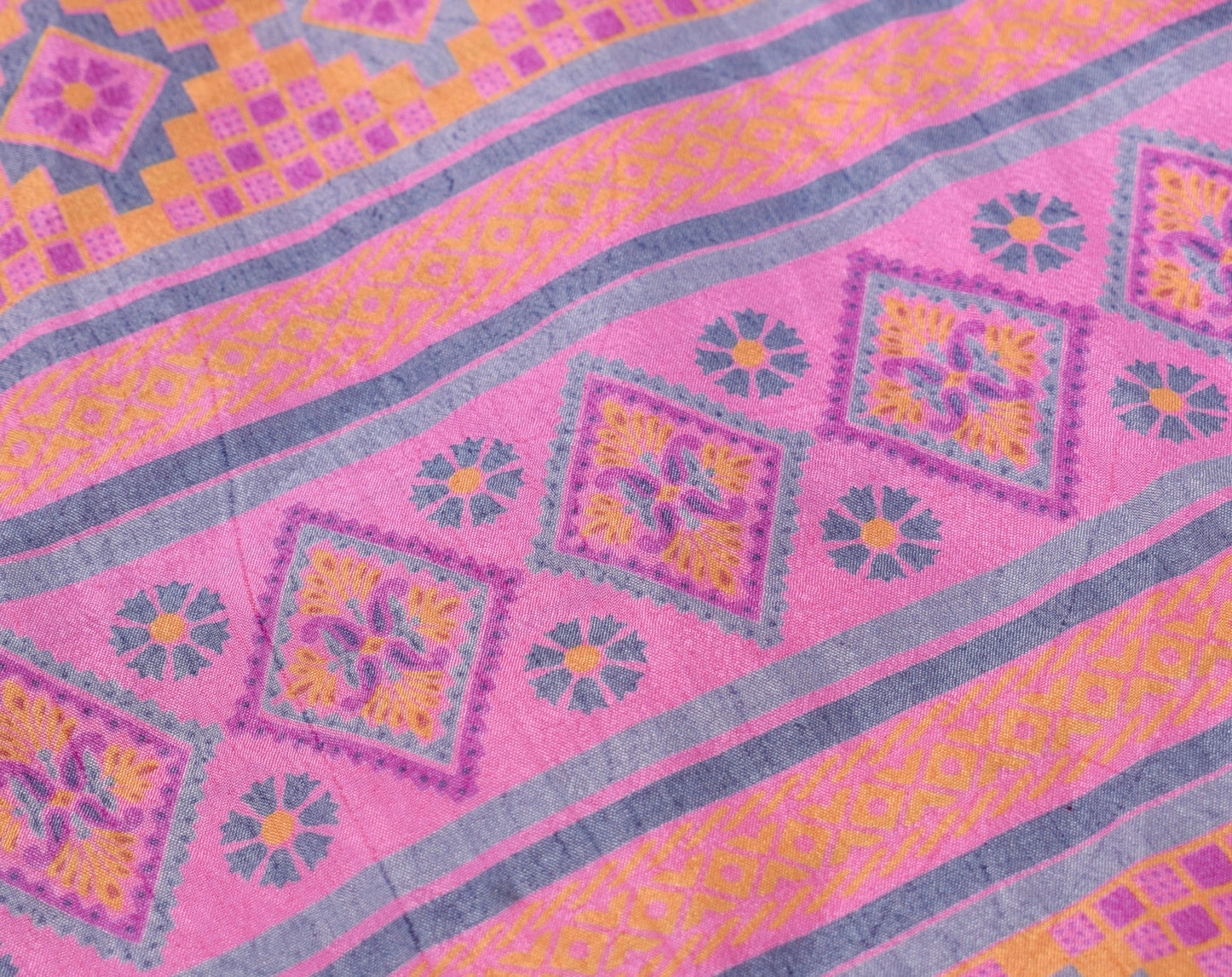 Sushila Vintage Pink Art Silk Saree Magic Wrap Reversible Skirt Beach Dress Boho