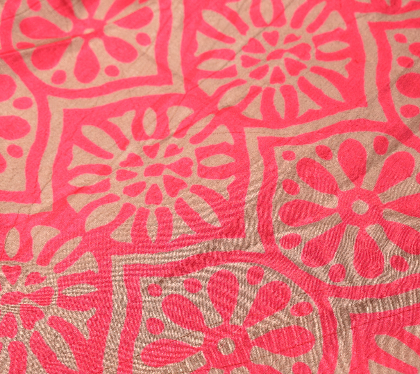 Sushila Vintage Floral Art Silk Saree Magic Wrap Reversible Skirt Pink Dress