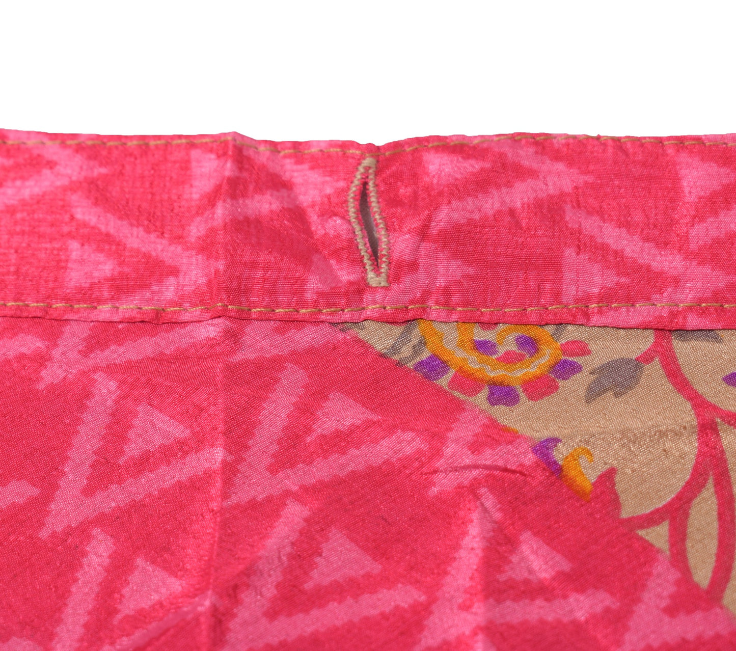 Sushila Vintage Floral Art Silk Saree Magic Wrap Reversible Skirt Pink Dress