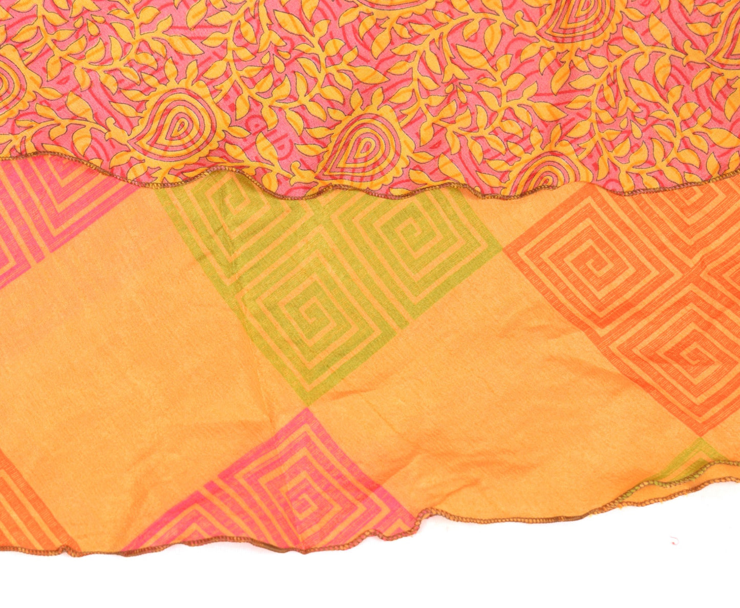Sushila Vintage Yellow Art Silk Saree Magic Wrap Reversible Skirt Beach Dress