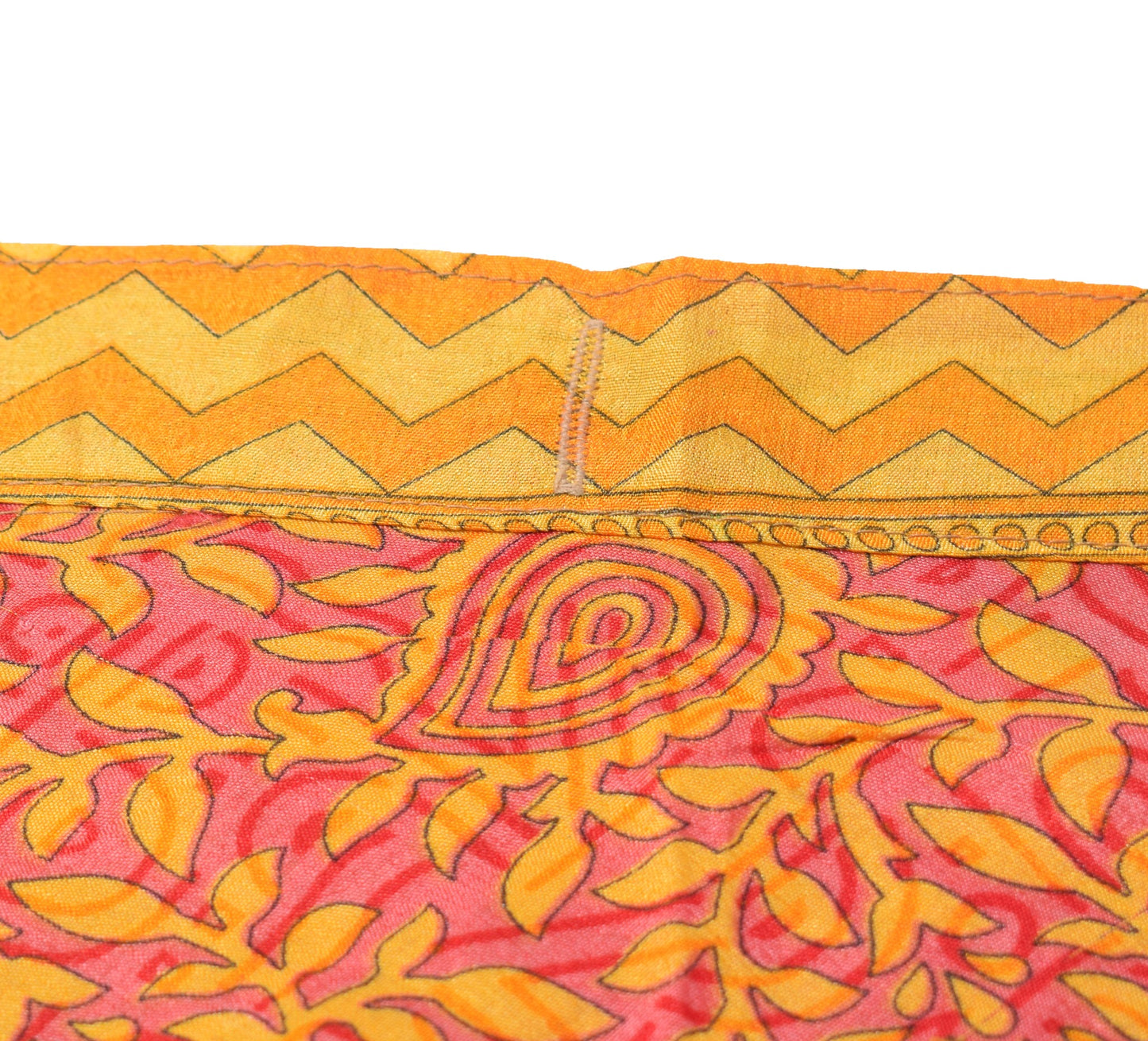 Sushila Vintage Yellow Art Silk Saree Magic Wrap Reversible Skirt Beach Dress