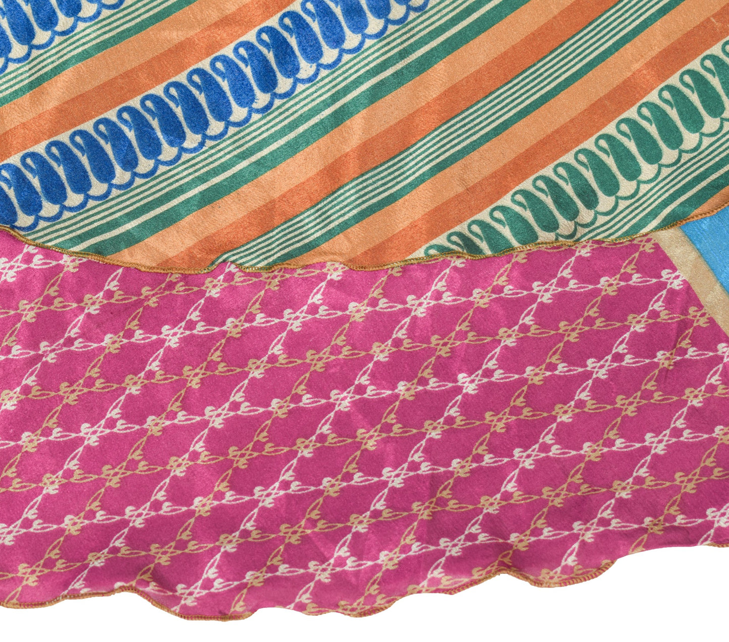 Sushila Vintage Art Silk Saree Magic Wrap Reversible Skirt Floral Beach Dress