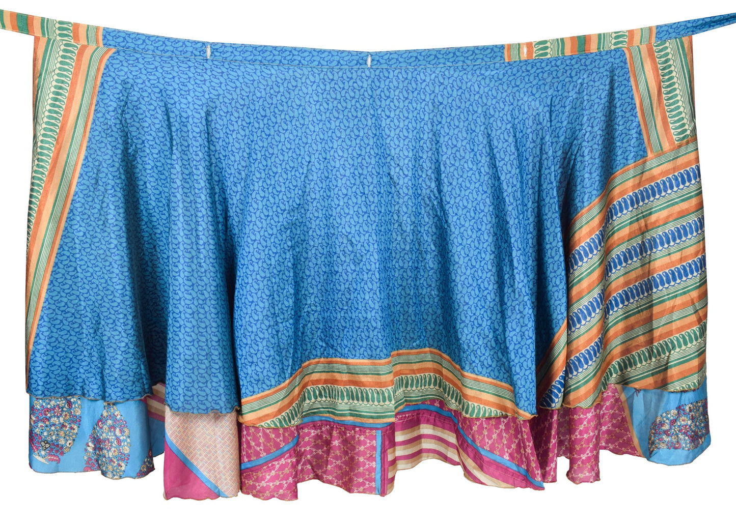 Sushila Vintage Art Silk Saree Magic Wrap Reversible Skirt Floral Beach Dress