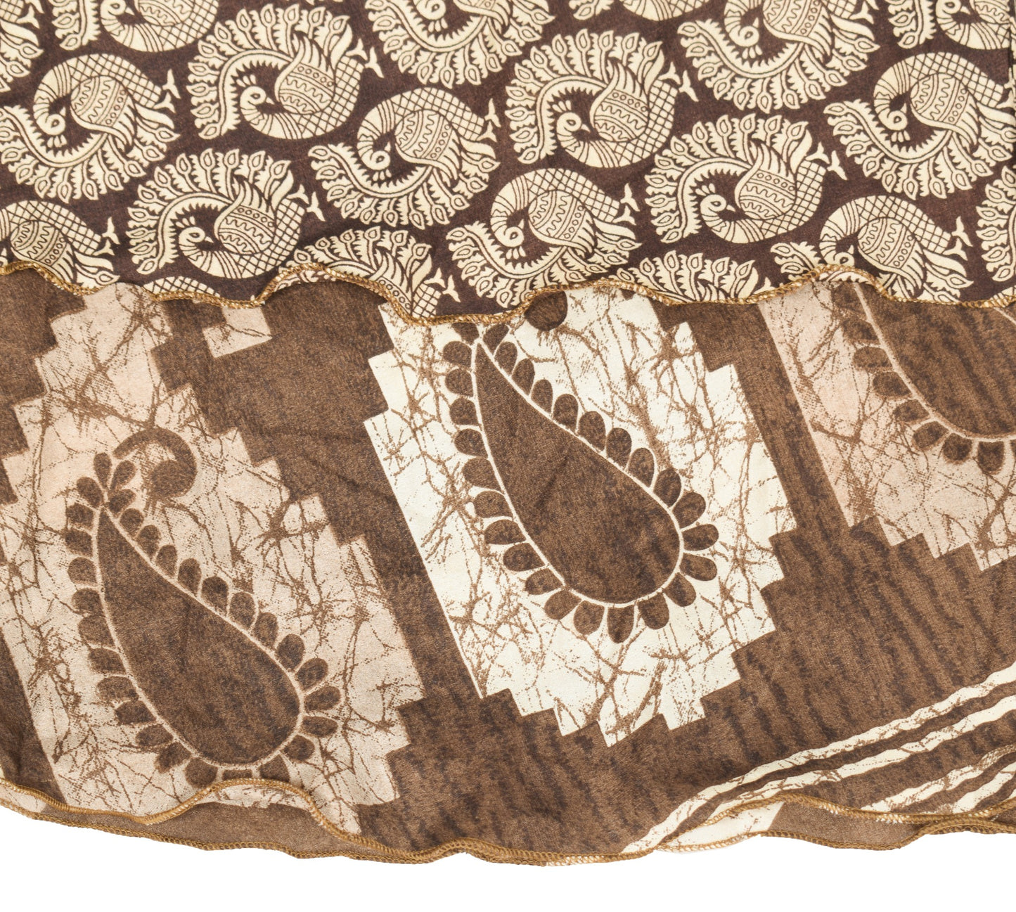 Sushila Vintage Art Silk Saree Magic Wrap Brown Reversible Skirt Beach Dress